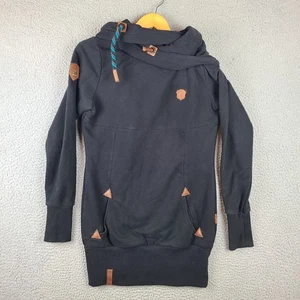 Naketano Long Large Pull On Hoodie Sweatshirt Schwarz Pullover Brave New World - Bild 1 von 7