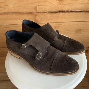 Scarpe eleganti Johnston & Murphy uomo 11 doppia fibbia cinturino monaco pelle marrone - Foto 1 di 9