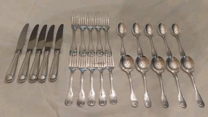 Vintage CHRISTOFLE Vendome Arcantia Shell Silverplate Flatware 25 Pc Set - Picture 1 of 12