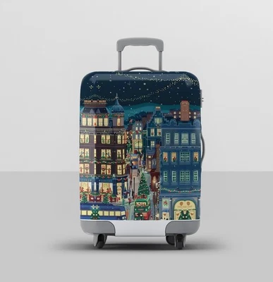 Рождественский городской ночной чехол для багажа — защита чемодана — праздничный дорожный подарок - Изображение 1 из 3