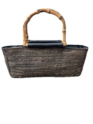 Cartera Carol Anderson California Yute Dorado Negro Hierba Mango Bambú Foto 1 de 4