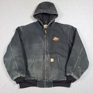 Giacca Carhartt JR105 vintage uomo XL nera con cappuccio foderata termica USA invecchiata - Foto 1 di 14