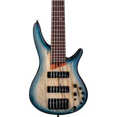 Ibanez SR606E 6 弦电低音宇宙蓝色 Starburst 平底 — 第 1/4 张图片