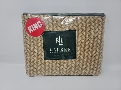Ralph Lauren Desert Plains Mimbre Arena Marrón King Sábana Plana Nueva O Stock De Colección Foto 1 de 4