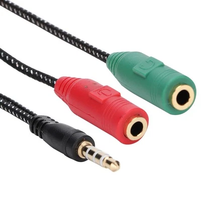 1-in-2 Männlich Bis Weiblich 3 5 Mm Doppel-Ohrhörer Mikrofon Adapter Headset - Bild 1 von 4