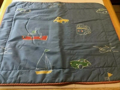 Laura Ashley Std Almohada Acolchada Falsa Coches Barcos "Tiza" Dibujos Borde Guinga Foto 1 de 4