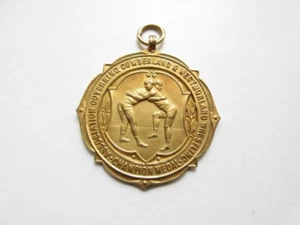 ANTIQUE 1928 9K GOLD ENGLISH WRESTLING CHAMPION MEDAL FOB POCKET WATCH 17.3g - Picture 1 of 19