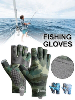 Guantes de pesca sin dedos seda hielo protección solar medio dedo guantes antideslizantes Foto 1 de 4