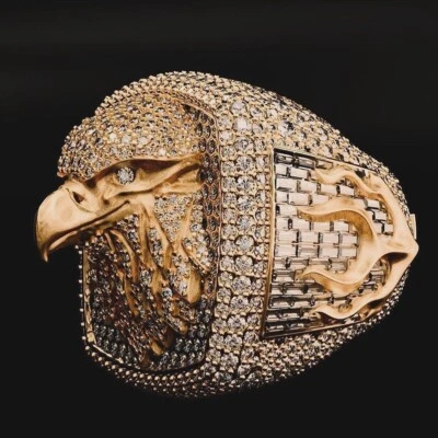 5.50Ct Baguette Cut Moissanite Men's Bird Engagement Ring 14K Yellow Gold Plated - Image 1 of 4