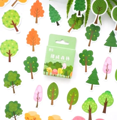 NORWEGIAN FOREST STICKERS Tree Wood Scrapbook Journal Card Topper Art Craft Deco