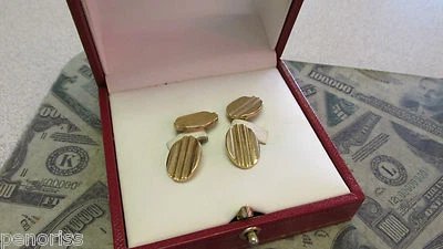           Estate 卡地亚 14k 金色签名袖扣带盒   — 第 1/4 张图片