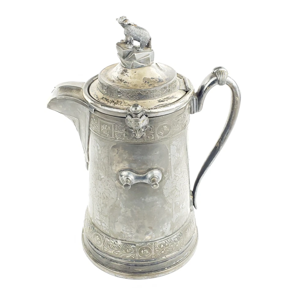 Jarro de água gelada antigo 1878 Missouri Pacific Railroad MOPRR Reed & Barton - Imagem 1 de 4