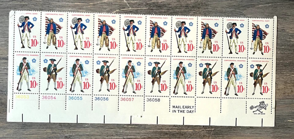 Continental Uniforms Plate Block of 12 Scott #1565 - 1568 10c MNH Postage Stamps - Image 1 of 1