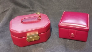 Two Dulwich Designs Small Red Leather Travel Jewellery Boxes - Cases - Picture 1 of 13