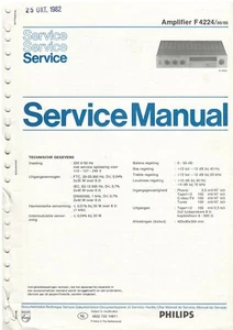 Philips Amplifier F 4224 Service Manual. Original No Copy - Afbeelding 1 van 1