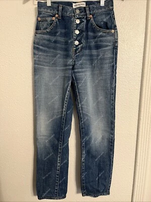 Balenciaga All Over Logo Women Jeans Pants  Size 24 - Image 1 of 4