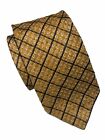 Ermenegildo Zegna Men?S Vintage Gold/Black Check Silk Blend Tie - 60.5"L X 3.75"