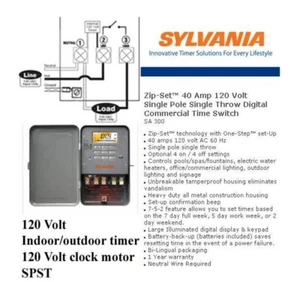 SYLVANIA SA300 ZIP SET DIGITAL INDUSTRIAL TIME SWITCH 40A 120V 1 POLE 1 THROW 1P - Picture 1 of 2