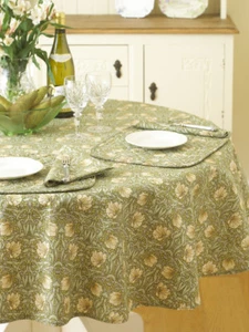 William Morris Pimpernel Green 147cm Round Floral Tablecloth - Picture 1 of 2