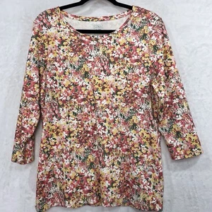 LL Bean Floral Supima Cotton Tunic Top Pullover Shirt Women XL Colorful EUC - Picture 1 of 10