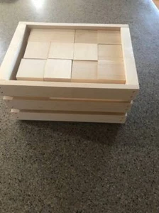 60 Wooden Building Blocks with Storage Crate – Natural Unfinished Wood for Kids - Picture 1 of 10