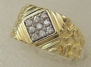 14 karat diamond nugget ring 14K yellow white gold .25 carat diamond nugget ring
