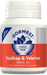 Dorwest Herbs Scullcap & Valerian Calming Tablets for Dogs and Cats, 100 Natural - Picture 1 of 12