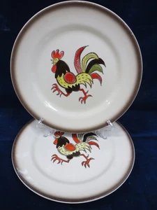 2 piatti vintage Metlox gallo rosso 10” Poppytrail California anni 50-70 - Foto 1 di 6