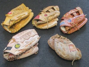SET BESTEHEND AUS 5 BASEBALL HANDSCHUHEN - FIELDERS UND FIRST BASEMAN - RAWLINGS WILSON CHAMPRO - Bild 1 von 2
