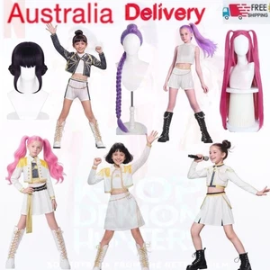 Girls Kids KP Demon Hunt Rumi Zoey Mira Costume Cosplay Book Week Wig Dress - Picture 1 of 25