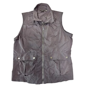 Eddie Bauer Women's XL Nylon Utility Vest Zip Front Outdoor Travel Pockets Gray - Picture 1 of 11