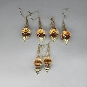 Set 6 lacrime prisma ambra acrilico vintage ornamenti 4. Taiwan 5" - Foto 1 di 5