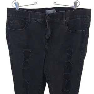 Torrid Feel The Fit Premium Stretch Bombshell Skinny Jeans Schwarz Distressed 16R - Bild 1 von 8