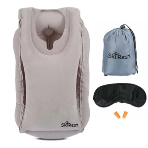 SkyRest®️ Inflatable Travel Pillow for Sleeping for Airplanes (Grey) - Picture 1 of 1