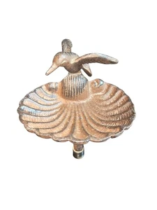 Vintage Cast Iron Mini Hummingbird Shell Birdbath Trinket Dish 5"X4.25"X2.5" - Picture 1 of 11