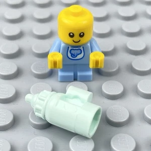 LEGO Baby Minifigure Bright Light Blue Body w/ Elephant Bib Boy - w/ Bottle - Picture 1 of 5