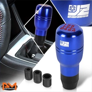 J2 Barrel Type Cylindrical Aluminum 6-Speed Manual Shift Knob Blue+Adapters Kit - Picture 1 of 5
