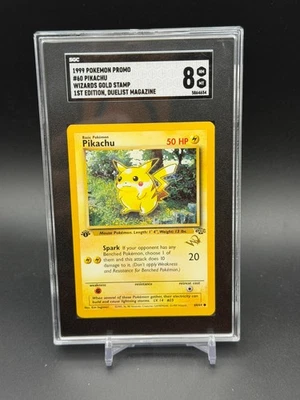 1999 Pokemon Jungle 1st Edition Pikachu Wizard Stamp Duelist Promo SGC 8 - Image 1 of 2