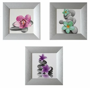 Wandbild Orchidee modern Wellness Set 23x23 Bambus Steine Feng Shui Spa  - Bild 1 von 1