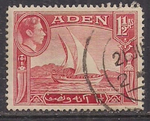 Aden 1939 - 48 KGV1 1 1/2 Annas Scarlet used SG 19 ( F1352 ) - Picture 1 of 1