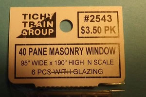 2543 tichy group 40PANE MASONARY WINDOW 95"W X 190" H N SCALE 6 PCS - Picture 1 of 2