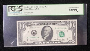 1969-C $10 FRN New York STAR Fr. 2021-B* Superb PCGS 67 PPQ - Picture 1 of 2