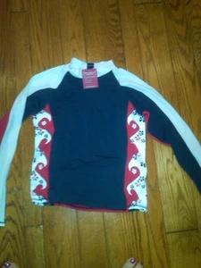 NWT BOYS LANDS END PERFORMANCE LS MOCK NECK TOP NAVY RED SPORTS MEDIUM 8-10 UV - Picture 1 of 1