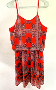 Pixley DRESS (Size Medium) Orange BOHO PRINT Sleeveless - Picture 1 of 4