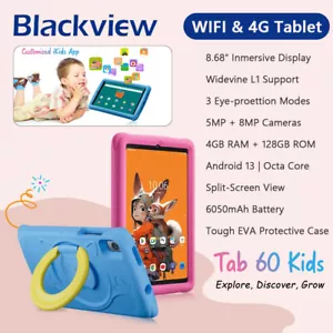 Tablet 8,68" Blackview Tab 60 bambini WiFi 4G Octa Core 4GB+128GB 6050mAh Android13 - Foto 1 di 15