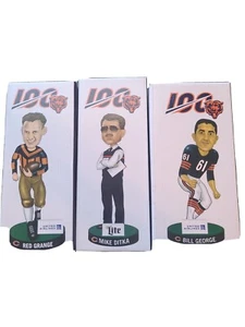 Mike Ditka, Red Grange, Bill George  Bobblehead Chicago Bears 100 Year NEW W BOX - Picture 1 of 6