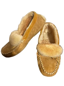 Zapatillas de mocasín informales de gamuza marrón talla 13 LL Bean para hombre suela de goma sin cordones - Imagen 1 de 16