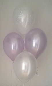 30 Pearlised Lilac Just Married Range Balloons with Curling Ribbon - Picture 1 of 1