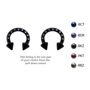 Pair of Anodized Steel Circular Barbell Horseshoe Earrings 10-6G - BCINCZ - Picture 1 of 1