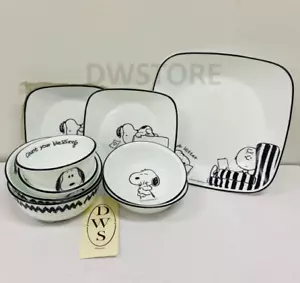 Corelle x Peanuts Snoopy & Charlie Square 9er Set Geschirr Teller Korea Schale - Bild 1 von 1